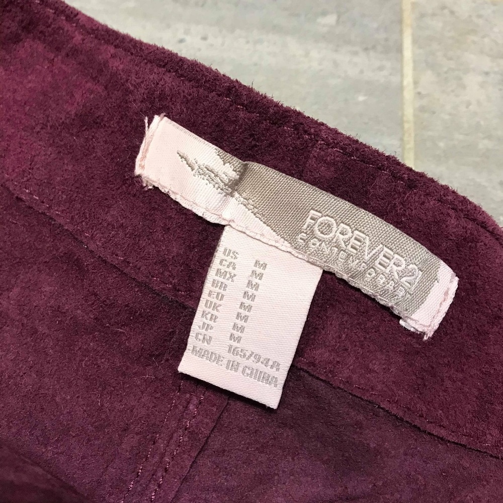SUEDE BUTTON DOWN SKIRT Burgandy - Picture 3 of 5